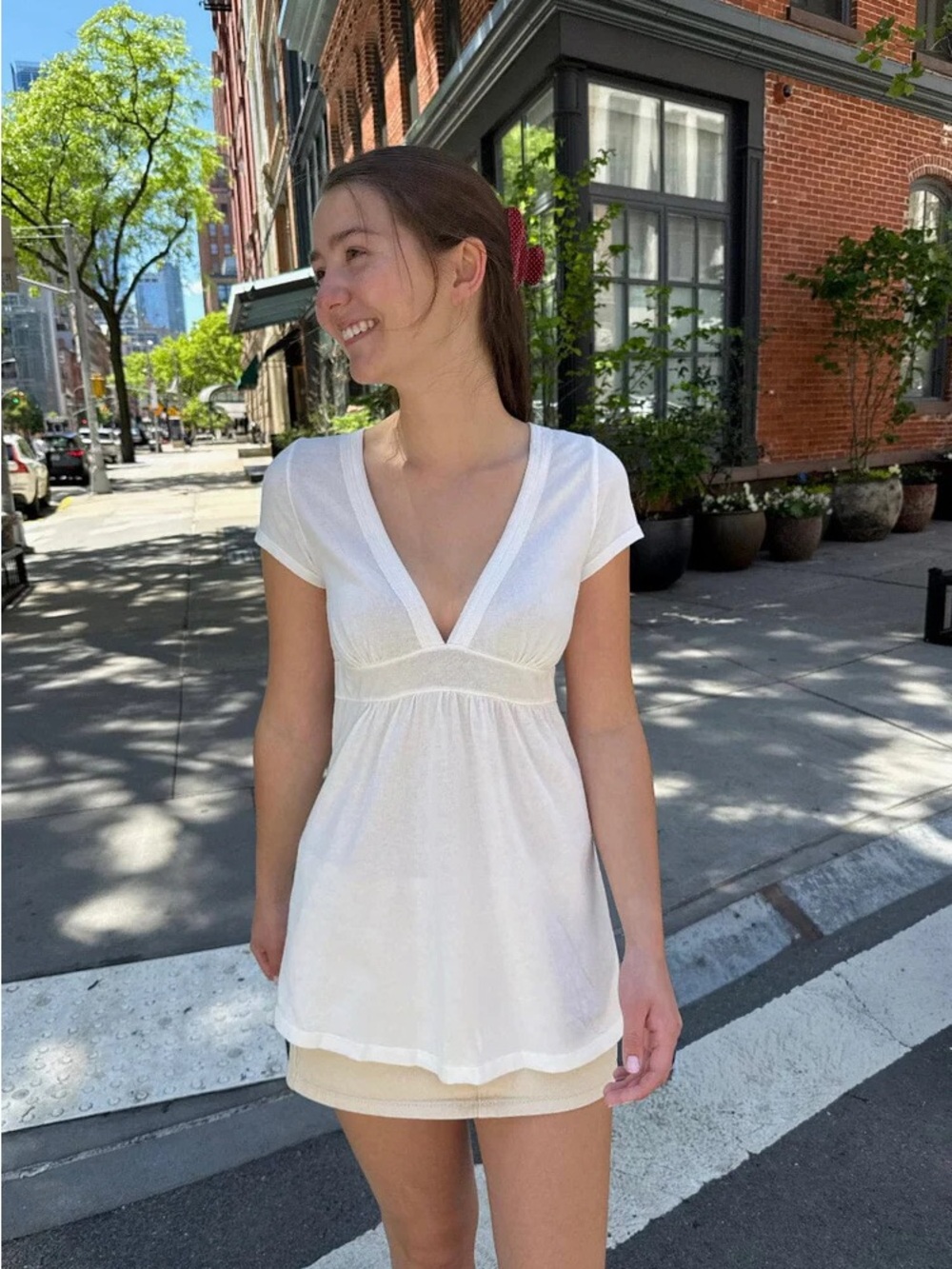 Brandy melville white naia babydoll  too